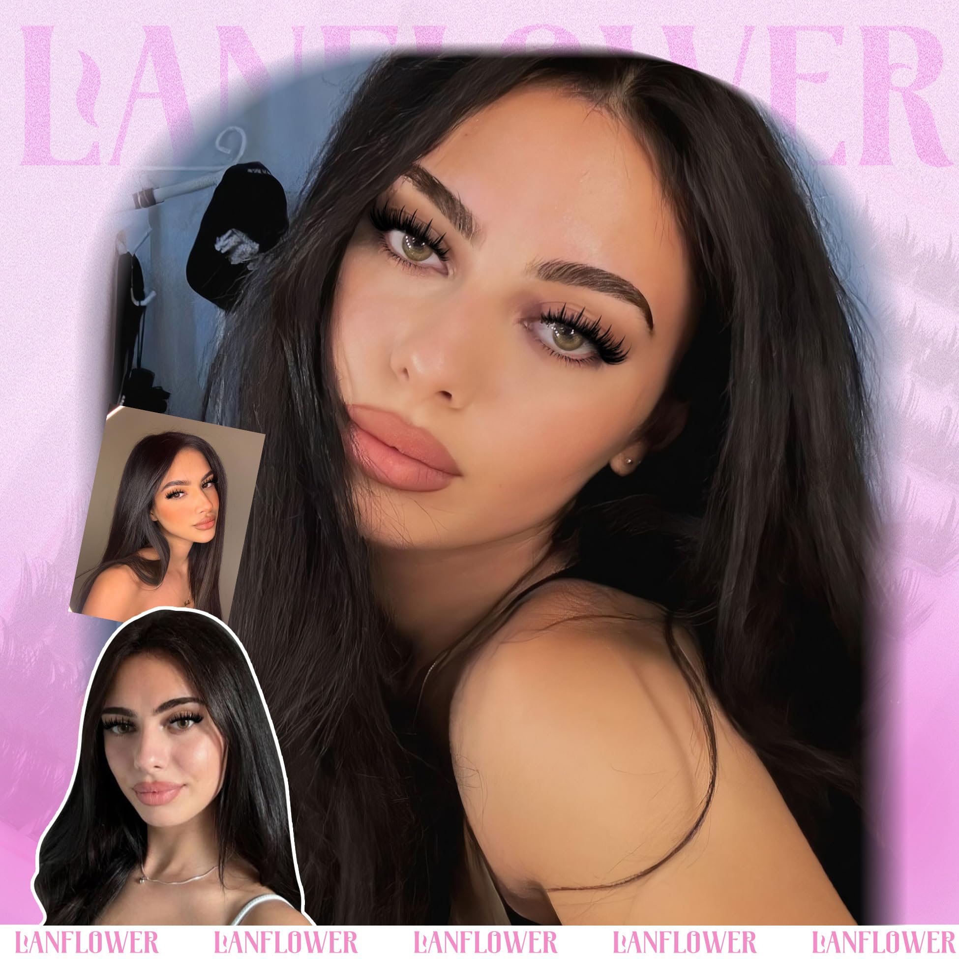 LANFLOWER Soft-band lash extensions close-up for weightless all-day comfort.