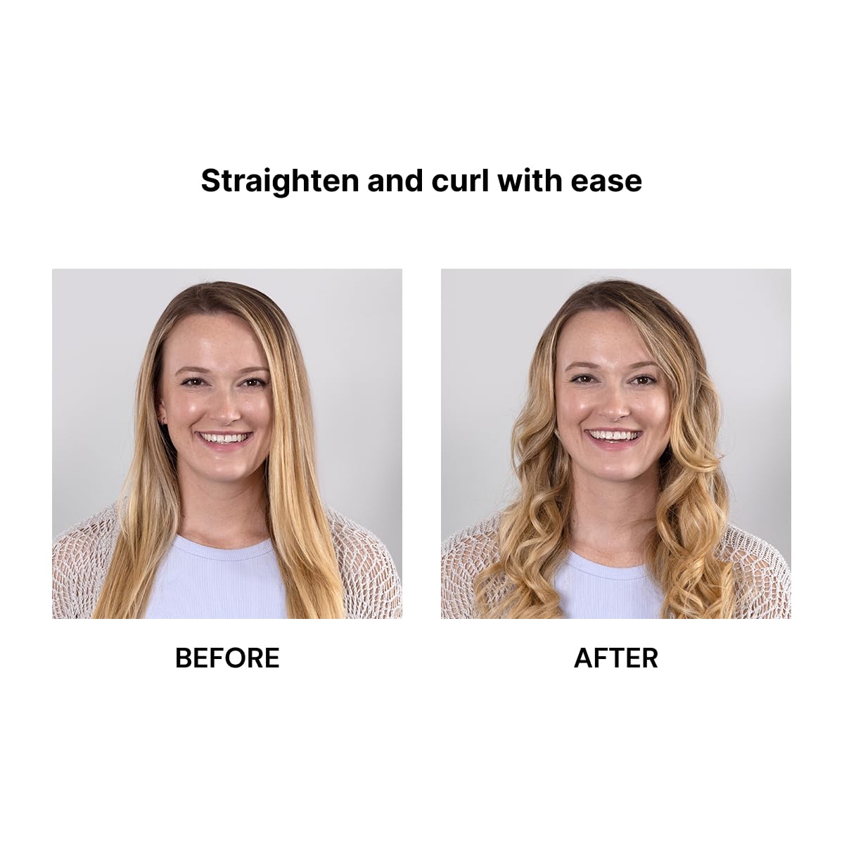 L'ANGE HAIR Aplatir close-up plates emphasizes tourmaline-infused technology for shine.