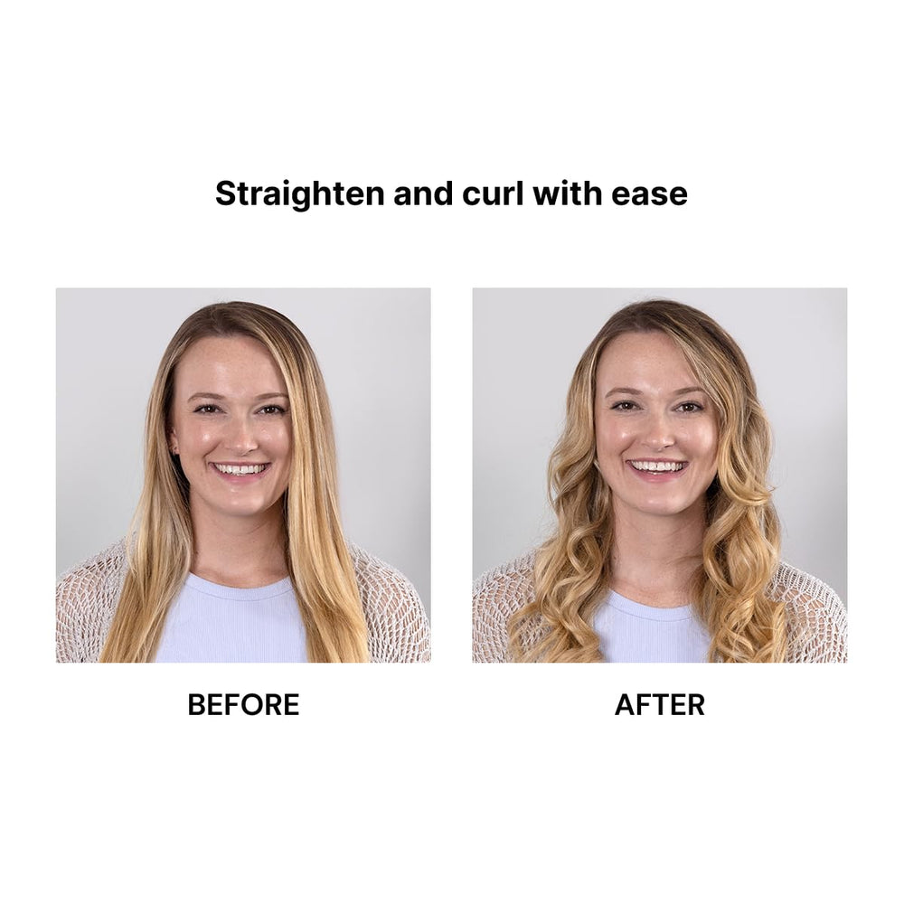 L'ANGE HAIR Aplatir adjustable-temp dial enables personalized styling temps.