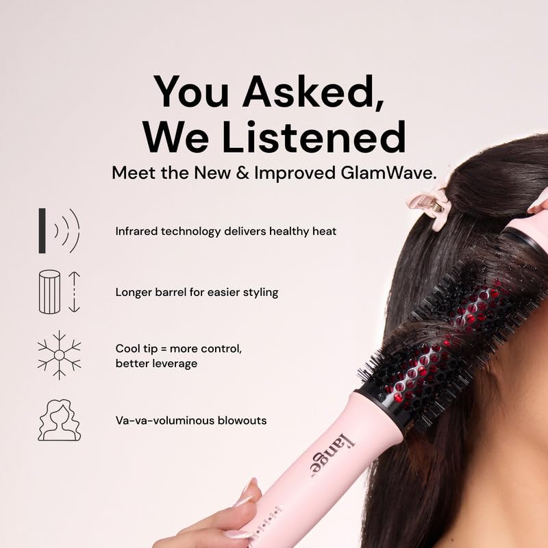 L'ANGE HAIR GlamWave ceramic ionic finish reduces frizz and adds shine.