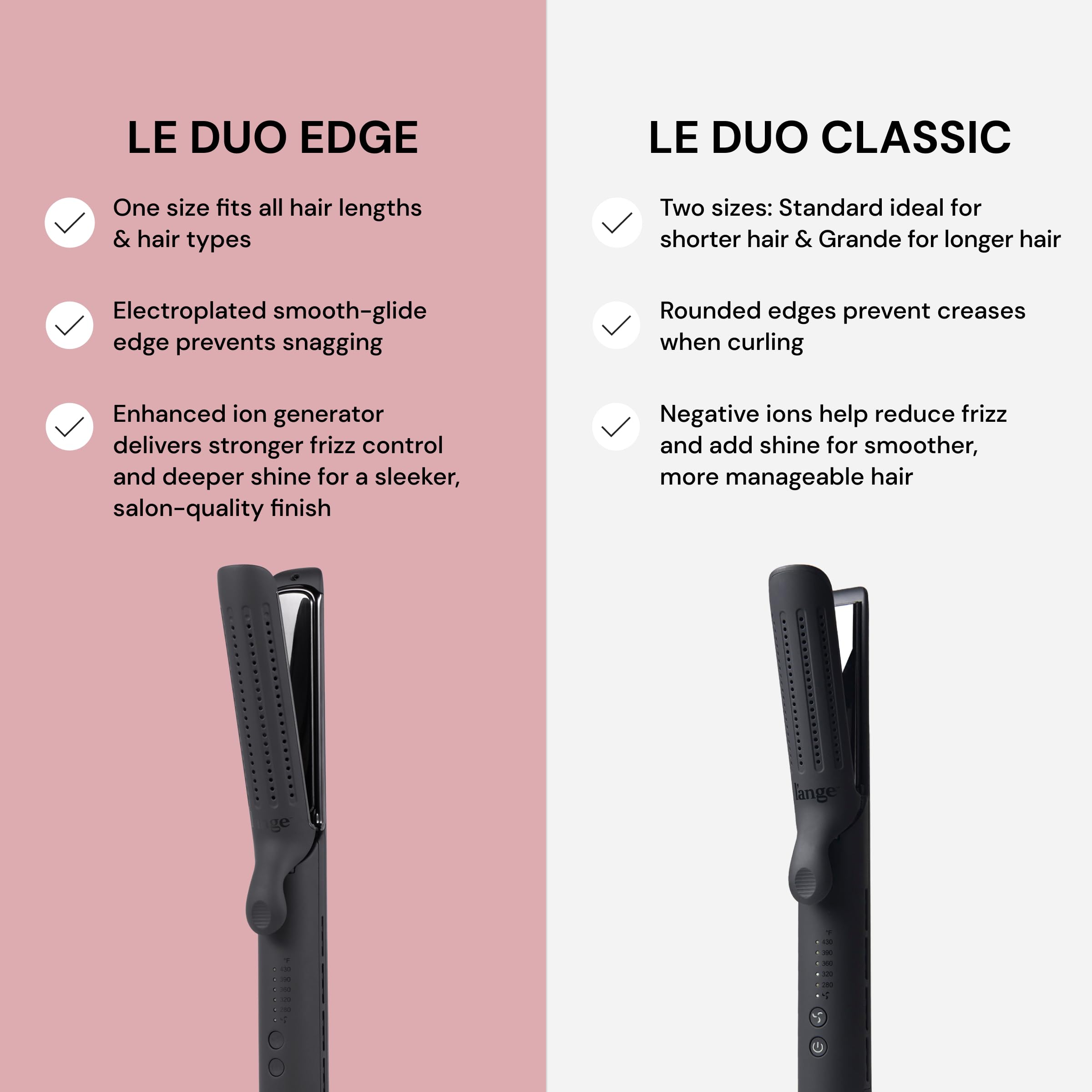 L'ANGE HAIR Le Duo Edge control panel with temperature range up to 430°F