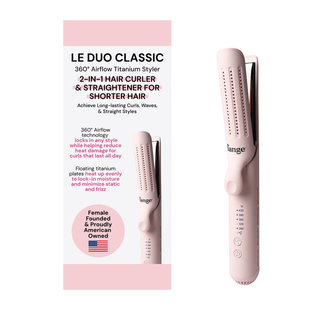 L'ANGE HAIR Le Duo Standard in use for quick curls and waves with even heat.