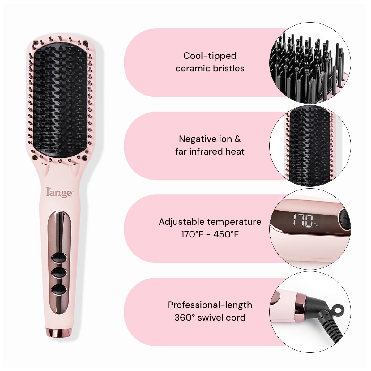 L'ANGE HAIR Le Vite brush top view highlights sleek design