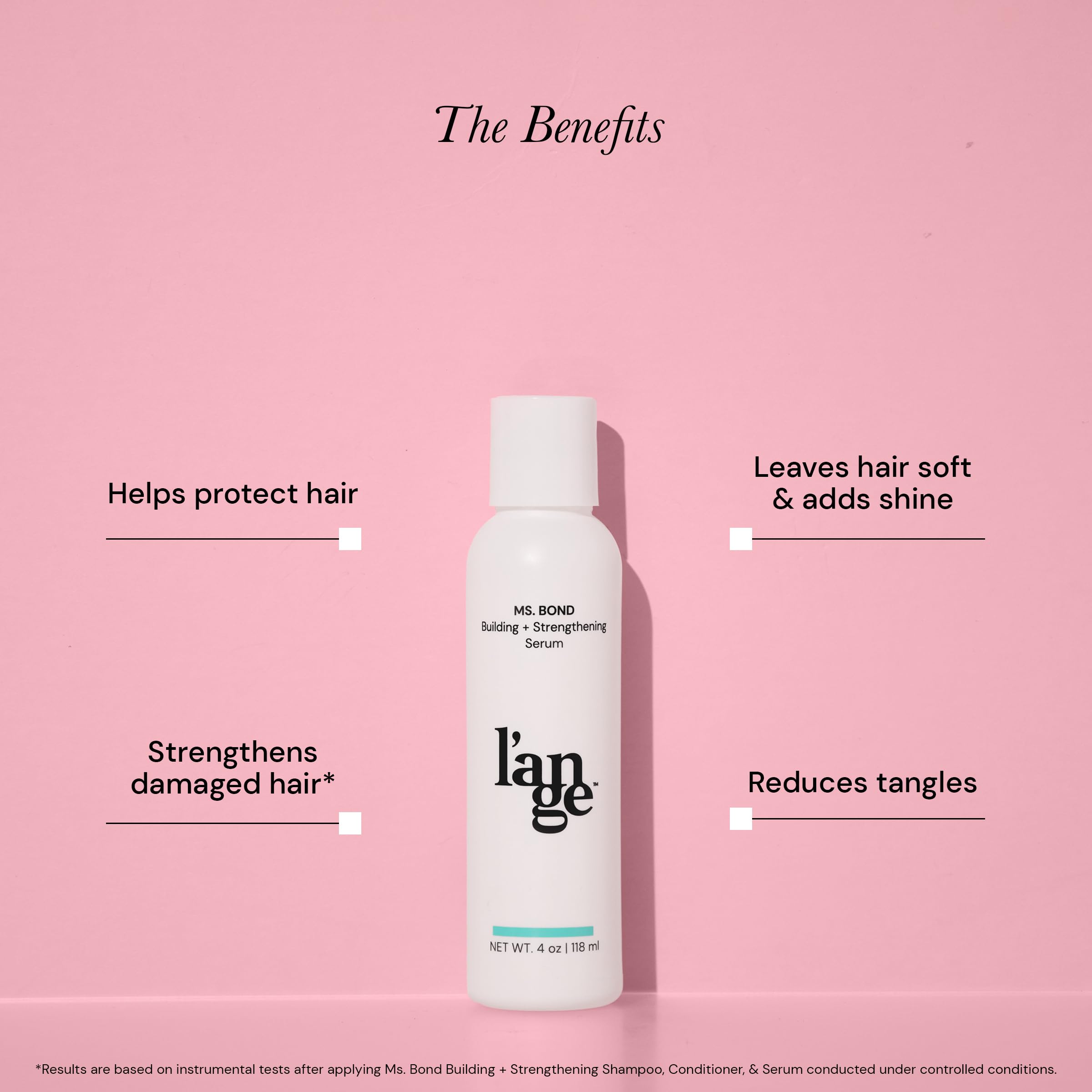 Travel-friendly Lange Hair Ms Bond Serum pack ready for on-the-go care.