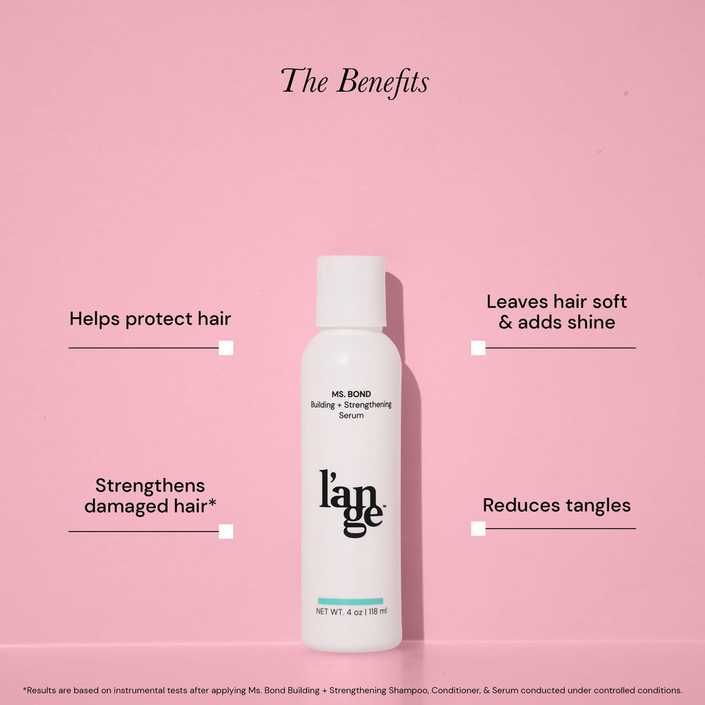 Travel-friendly Lange Hair Ms Bond Serum pack ready for on-the-go care.