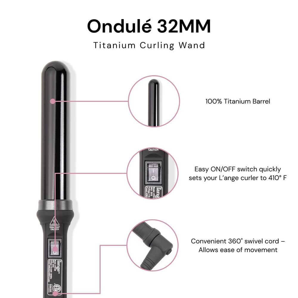 L'ANGE HAIR Ondulé 25mm barrel close-up for windswept, voluminous curls.