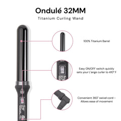 L'ANGE HAIR Ondulé 25mm barrel close-up for windswept, voluminous curls.
