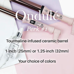 L'ANGE HAIR Ondulé at 410°F heat setting illustration for efficient styling.