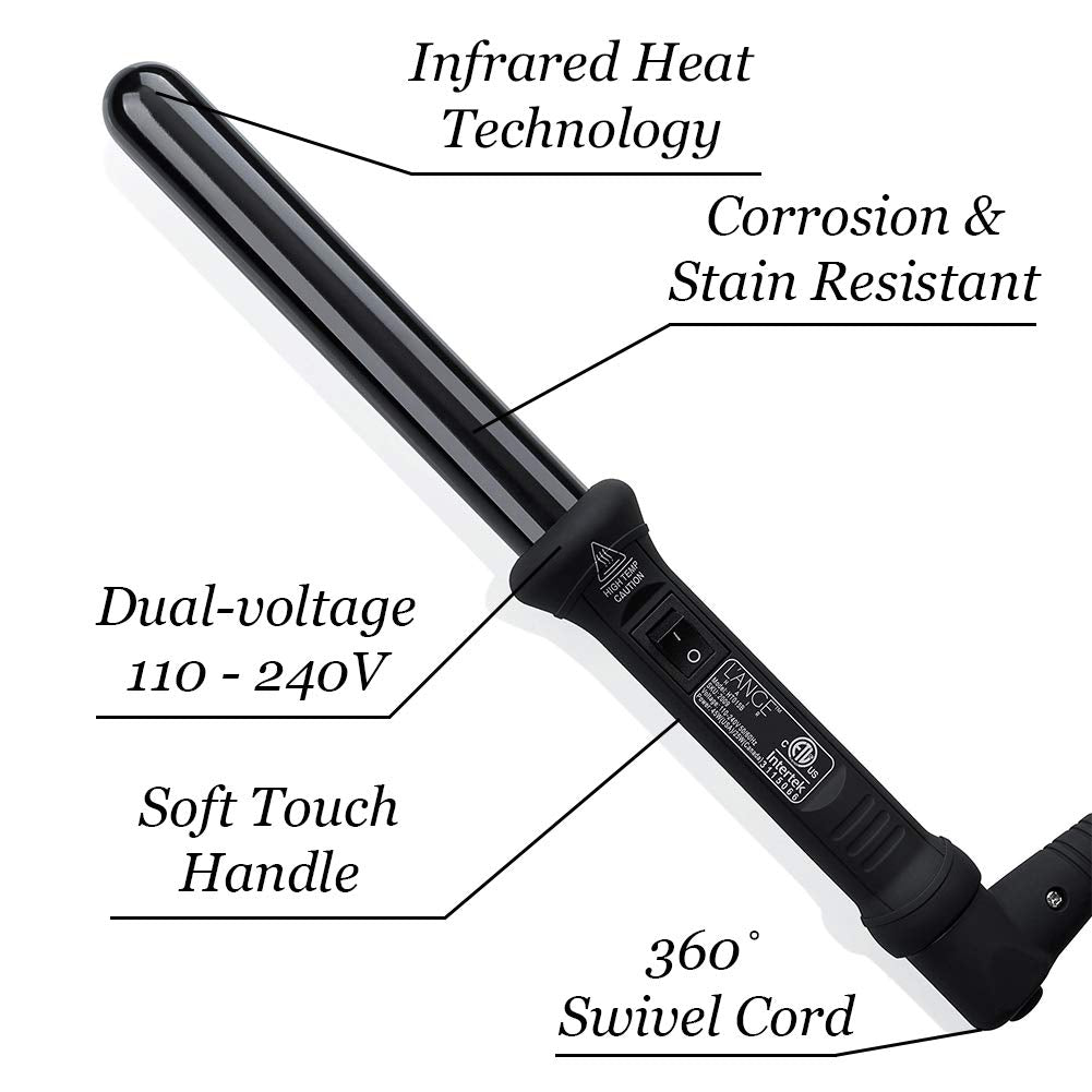 L'ANGE HAIR Ondulé tourmaline-ceramic barrel delivers smooth, frizz-reducing results.