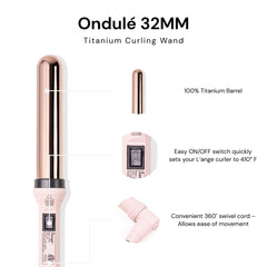 L'ANGE HAIR Ondulé two-barrel sizes offering windswept bombshell curls.