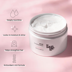 L'ANGE HAIR Rehab Hydrating Masque cream application on strand hints at detangled softness.