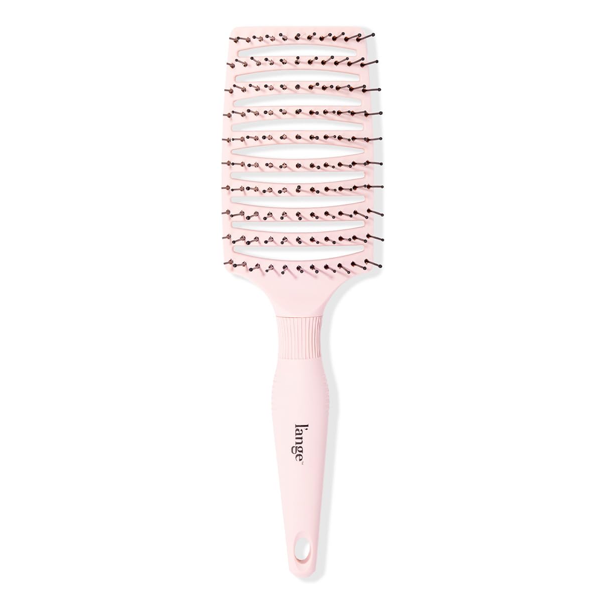 L'ANGE HAIR Siena blush pink brush with ergonomic handle for stylish portability.