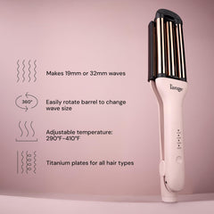 L'ANGE Hair VersaWaver 19mm waves barrel for tight, defined crimps.