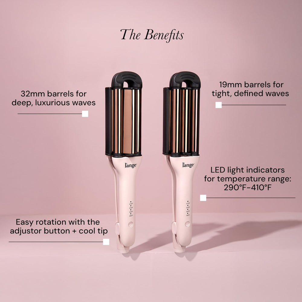 L'ANGE Hair VersaWaver adjustable heat (290–410°F) with even heat distribution.