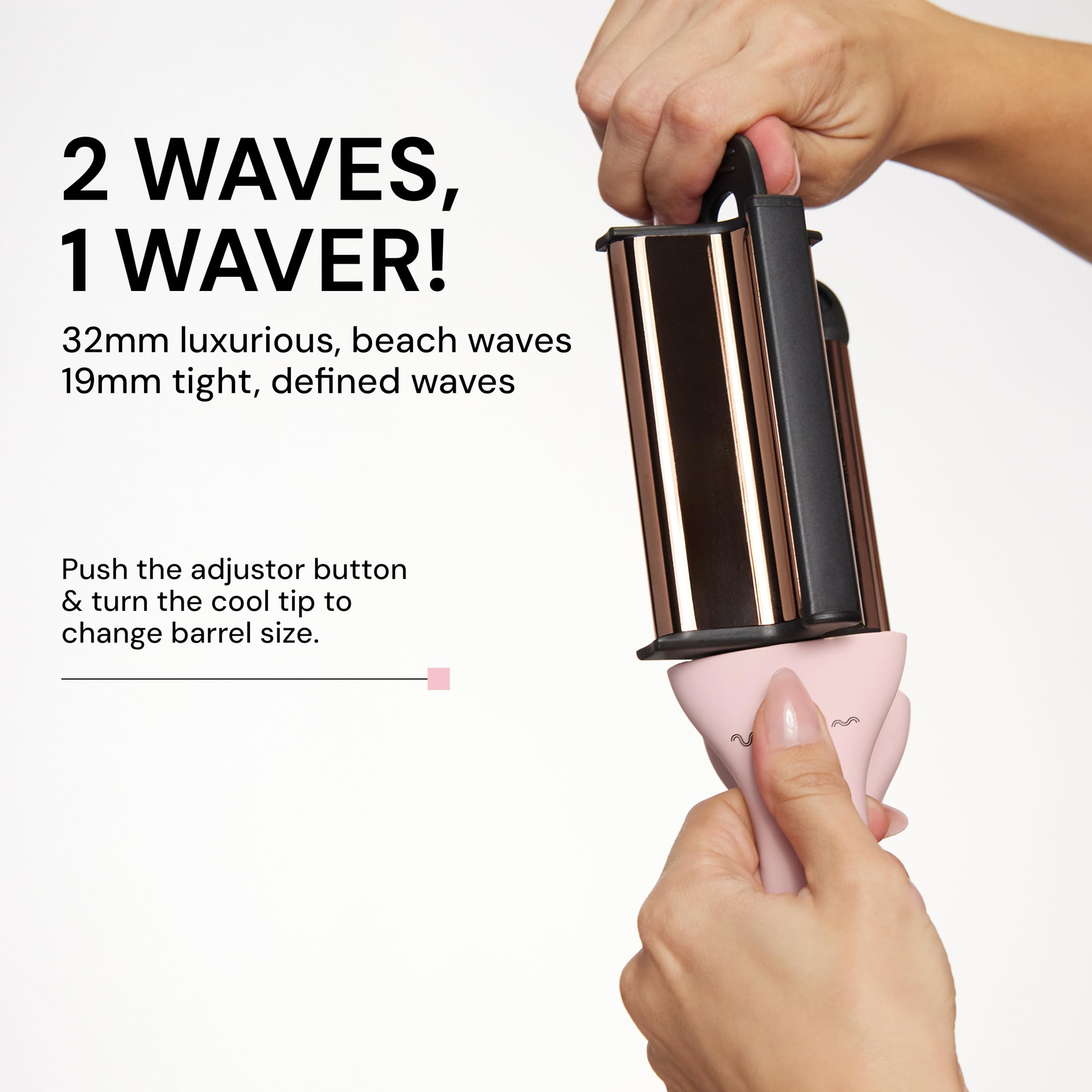 L'ANGE Hair VersaWaver titanium barrels ensure smooth heat and even results.
