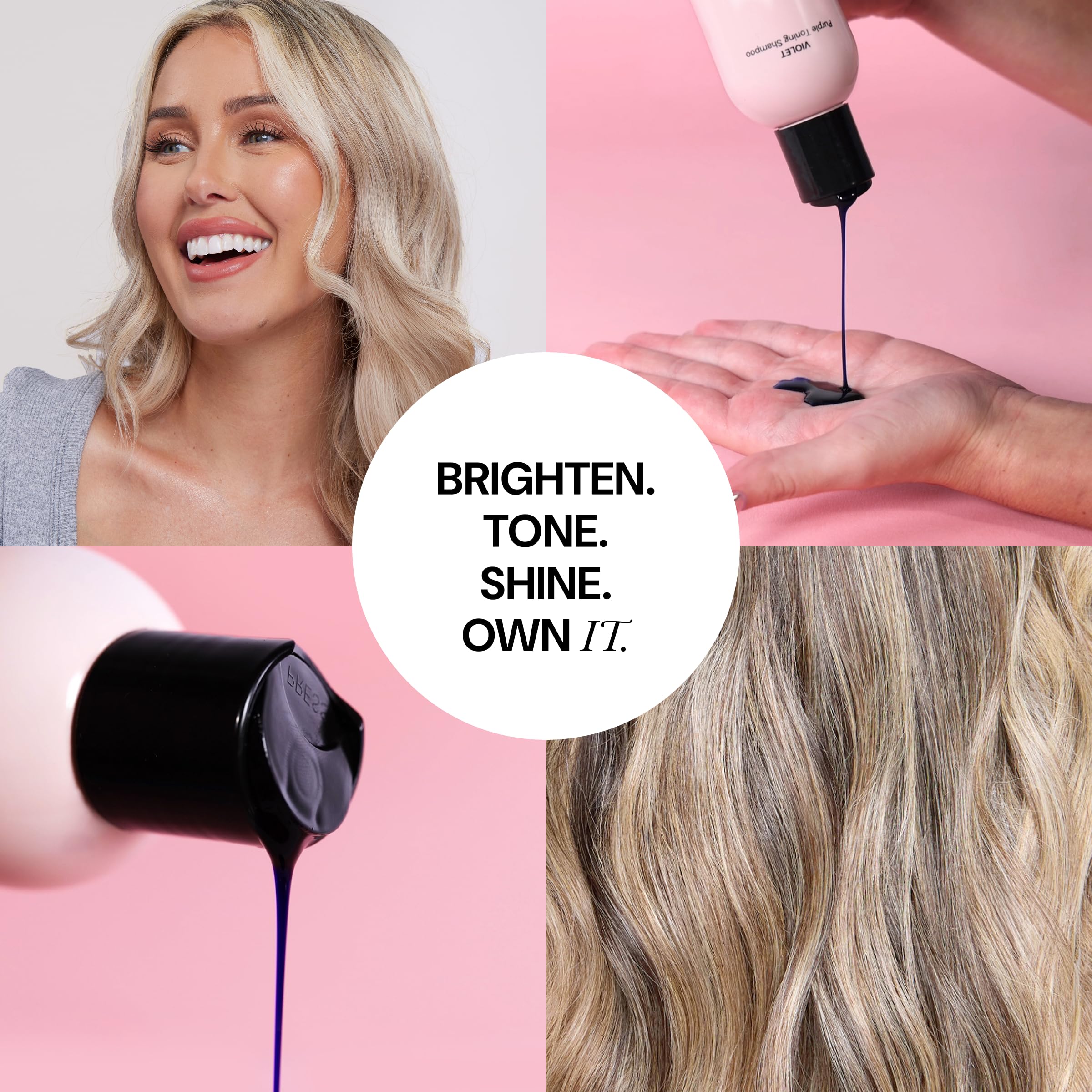 L'ANGE HAIR Violet Purple Toning Shampoo color-protection shot shows extended color longevity.