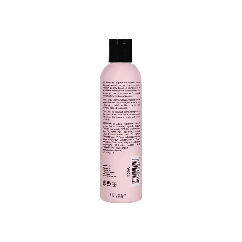 L'ANGE HAIR Violet Purple Toning Shampoo vanity-cap showcases premium packaging and user-friendly design.