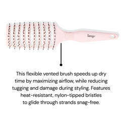 L'ANGE HAIR Siena brush in hand demonstrates compact, purse-friendly design
