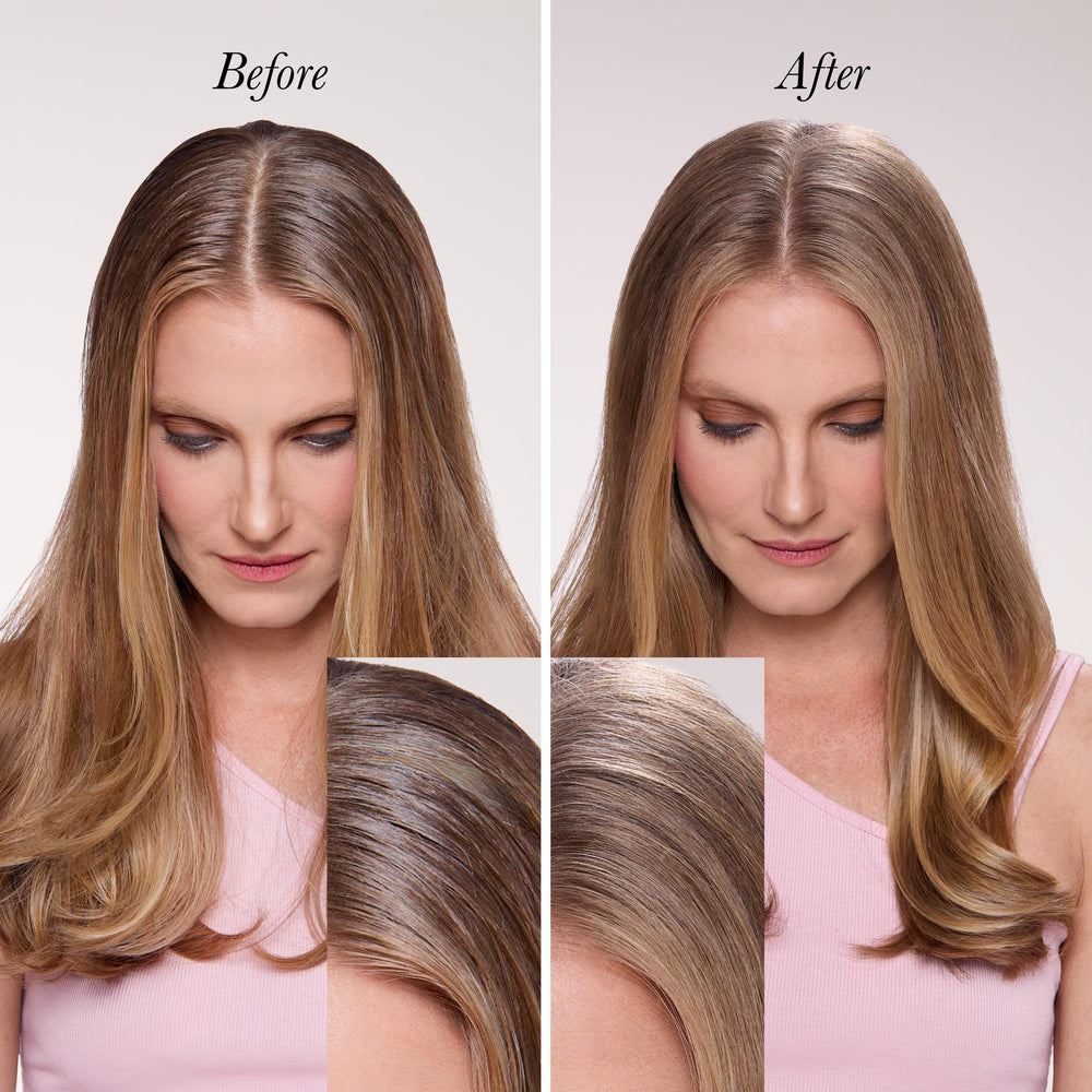 L'ANGE HAIR Style Revival dispensing action demonstrates lightweight oil absorption.