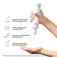 Langehair Ms. Bond Shampoo application closeup emphasizes creamy lather.