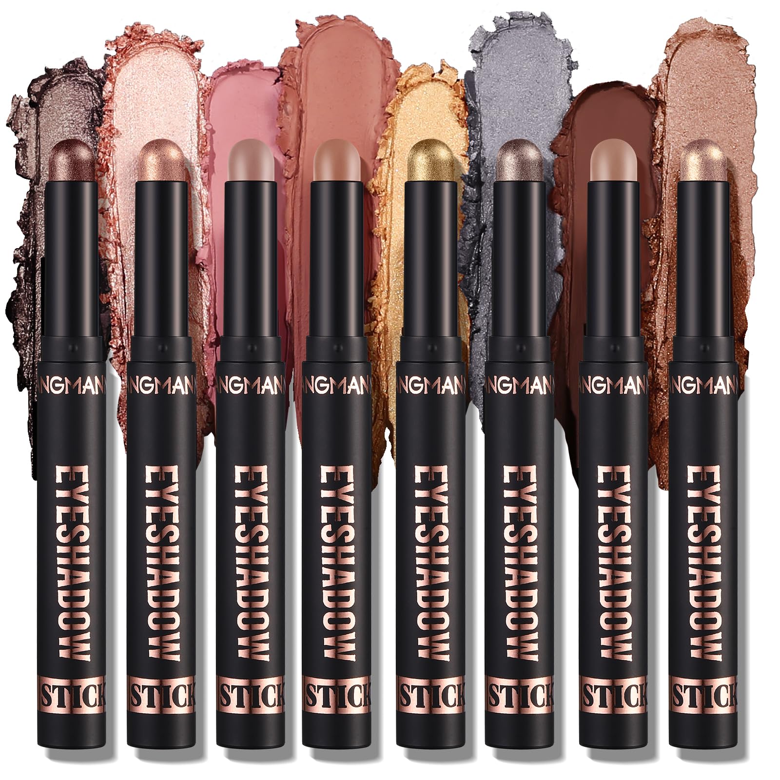 LANGMANNI eyeshadow-stick eight shades swatch for bold pigment and smooth blend