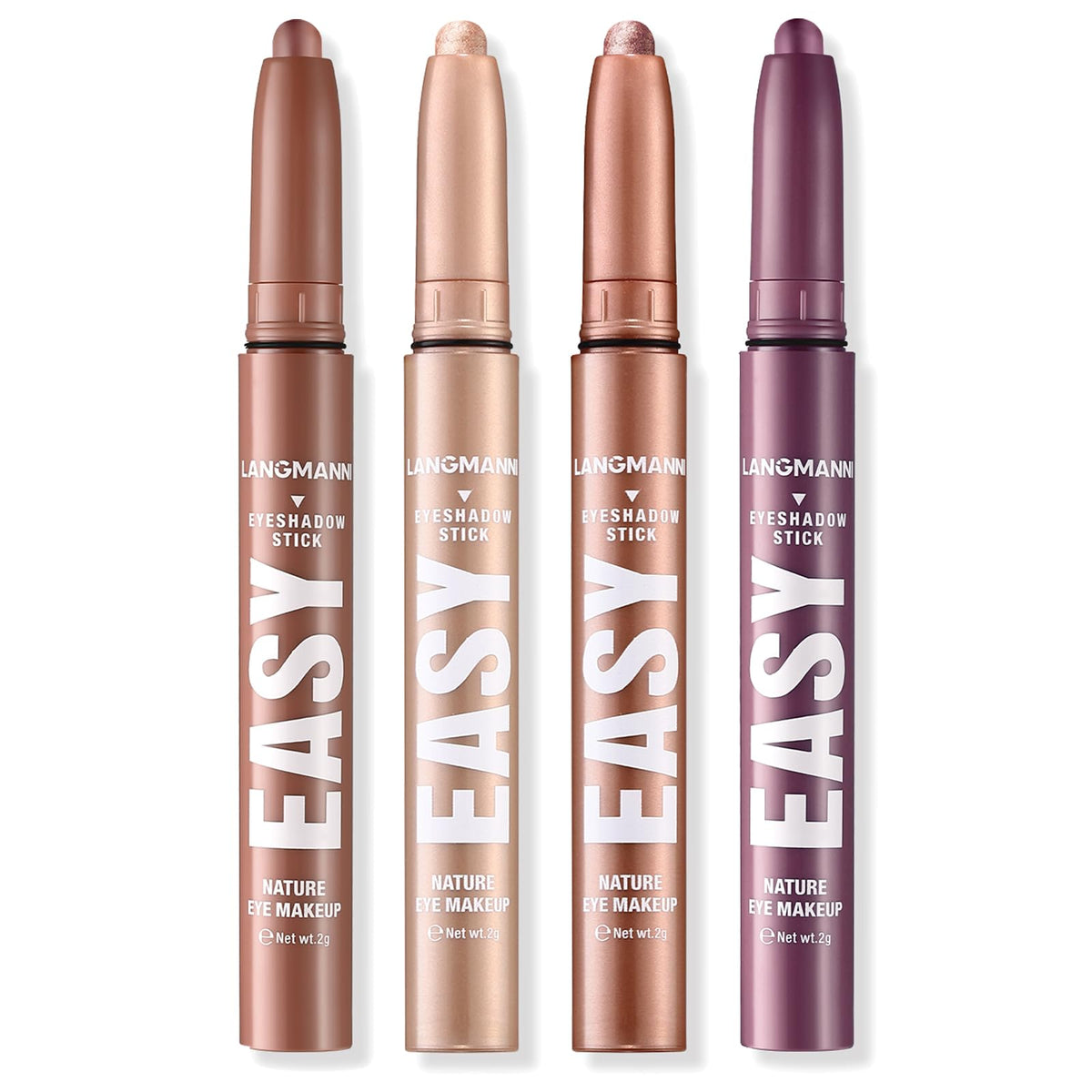LANGMANNI Eyeshadow Stick packaging with four colors for versatile looks.
