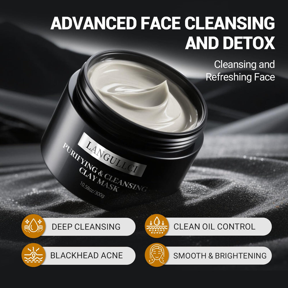 LANGULLCI Purifying Kaolin Clay Mask on face view suggests balanced, matte skin