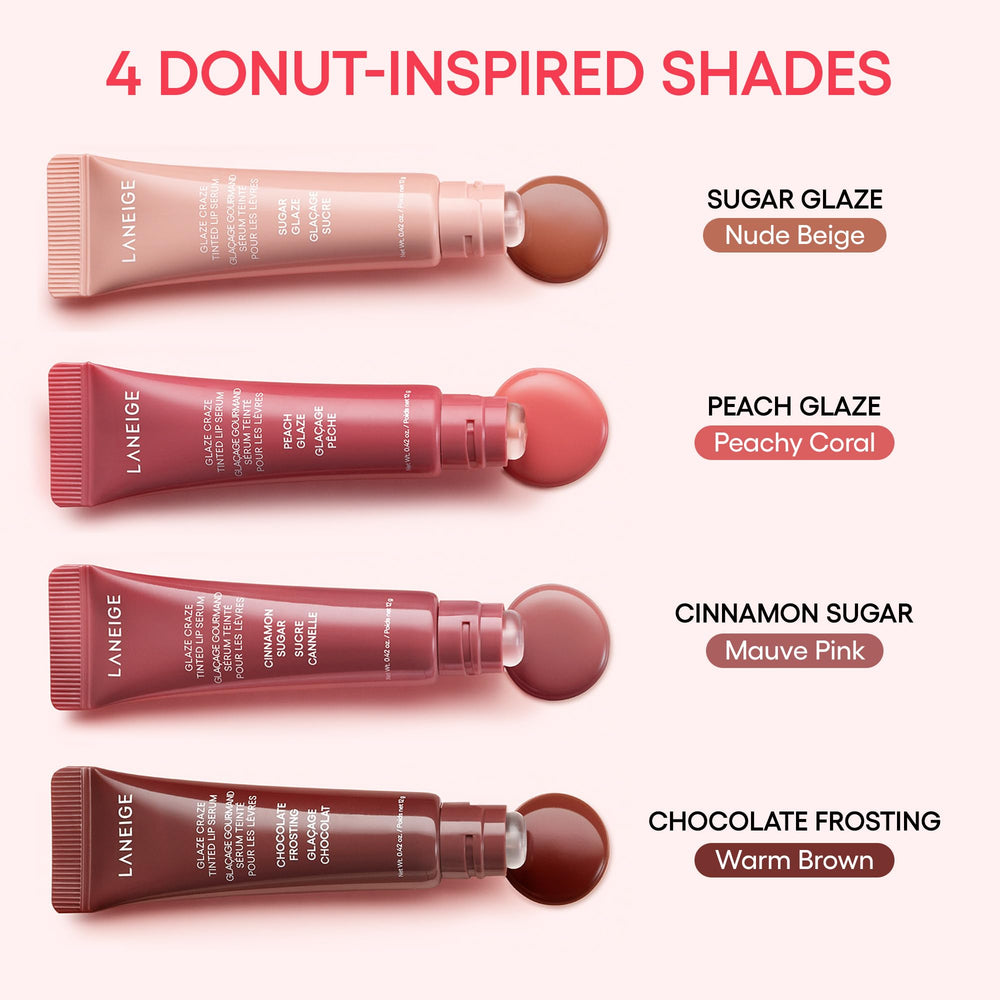 LANEIGE Glaze Craze nourishing serum-infused tint on lip surface.