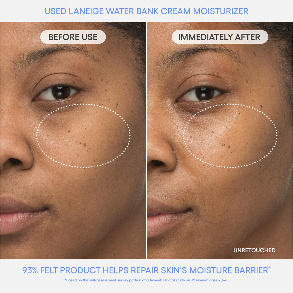 LANEIGE Water Bank Blue Hyaluronic Cream texture close-up with a lightweight finish