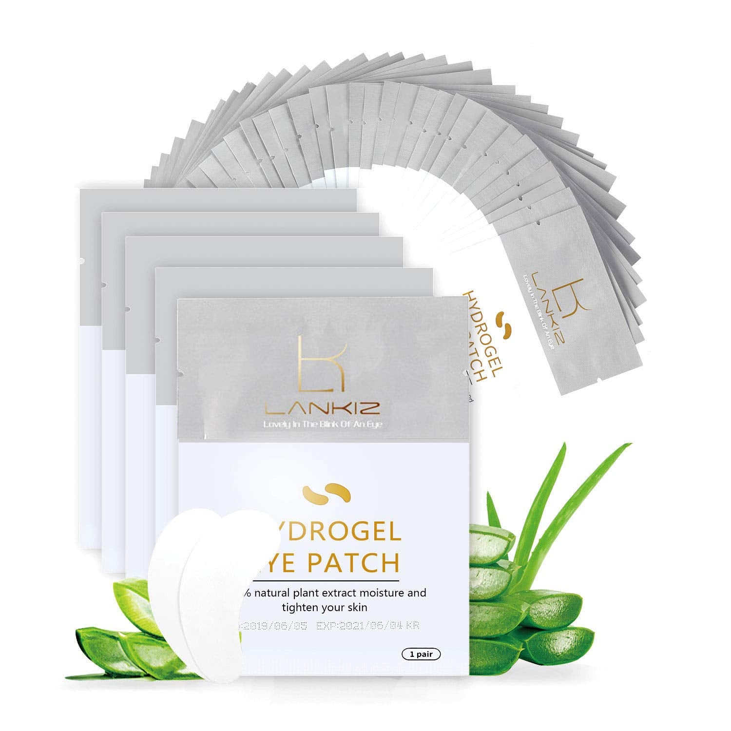 LANKIZ under-eye gel pads packaging shown as individually wrapped pairs for clean lash work.