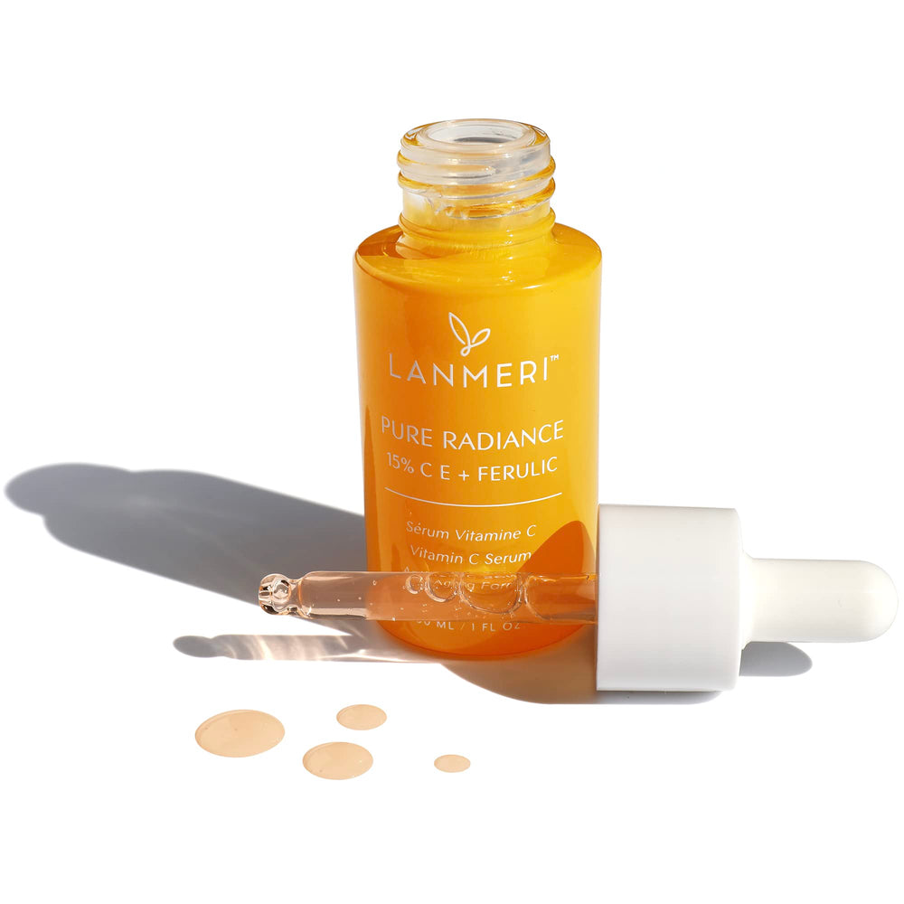 Lanmeri Vitamin C Serum skin tone illustration suggests an even complexion.