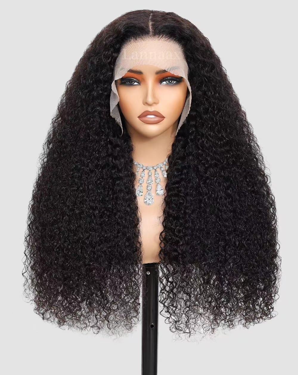 Lannaax 250-density curly wig with drawstring front for quick, secure wear.