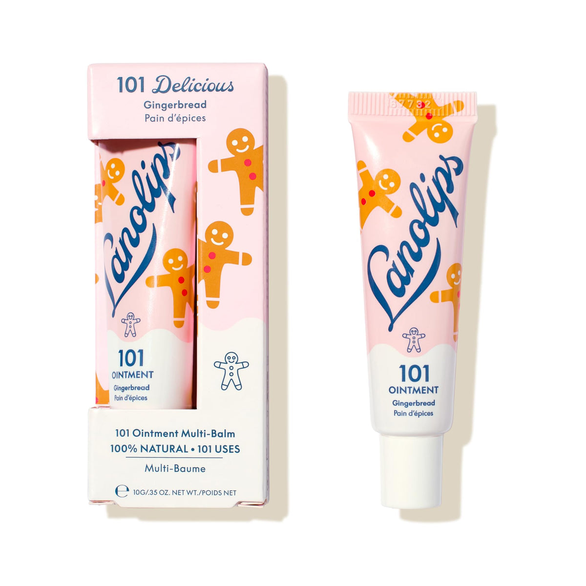 Lanolips 101 Ointment Gingerbread balm tube for deep lip hydration.