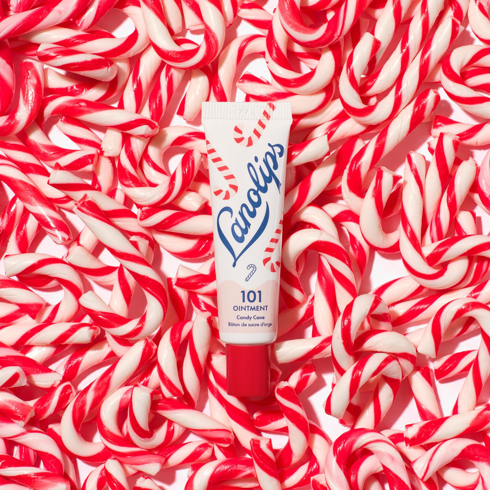 Lanolips 101 Ointment strawberry-fruit-extract label close-up for antioxidant hydration.