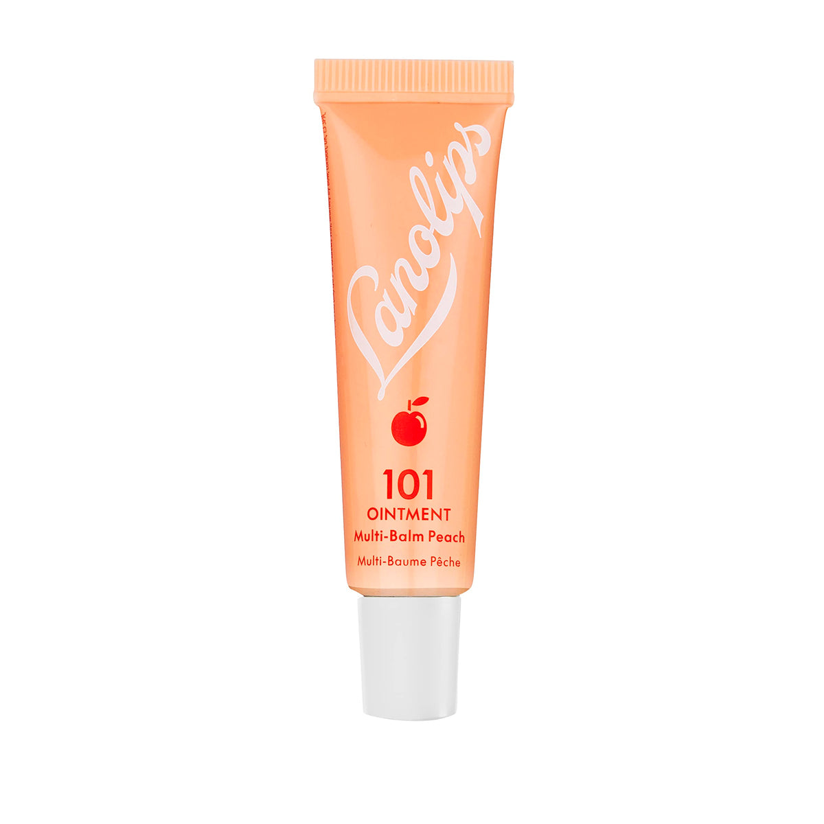 Lanolips 101 Ointment tube closeup for peach lip care and hydration