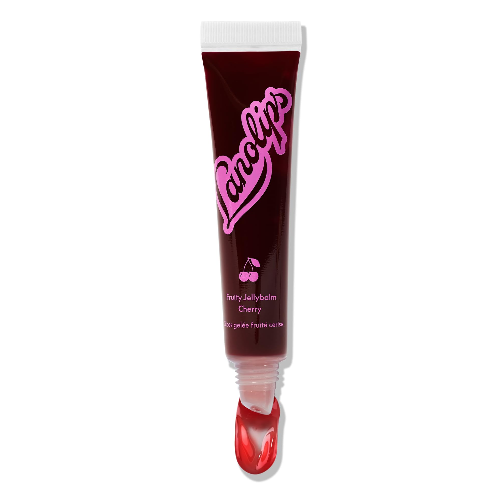 Lanolips Fruity Jellybalm on lips demonstrates glossy, hydrating lip care ritual