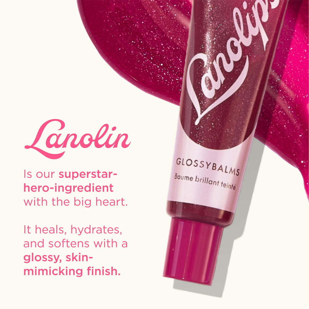 Lanolips Glossybalm application-swirl demonstrates easy-to-blend tinted gloss.