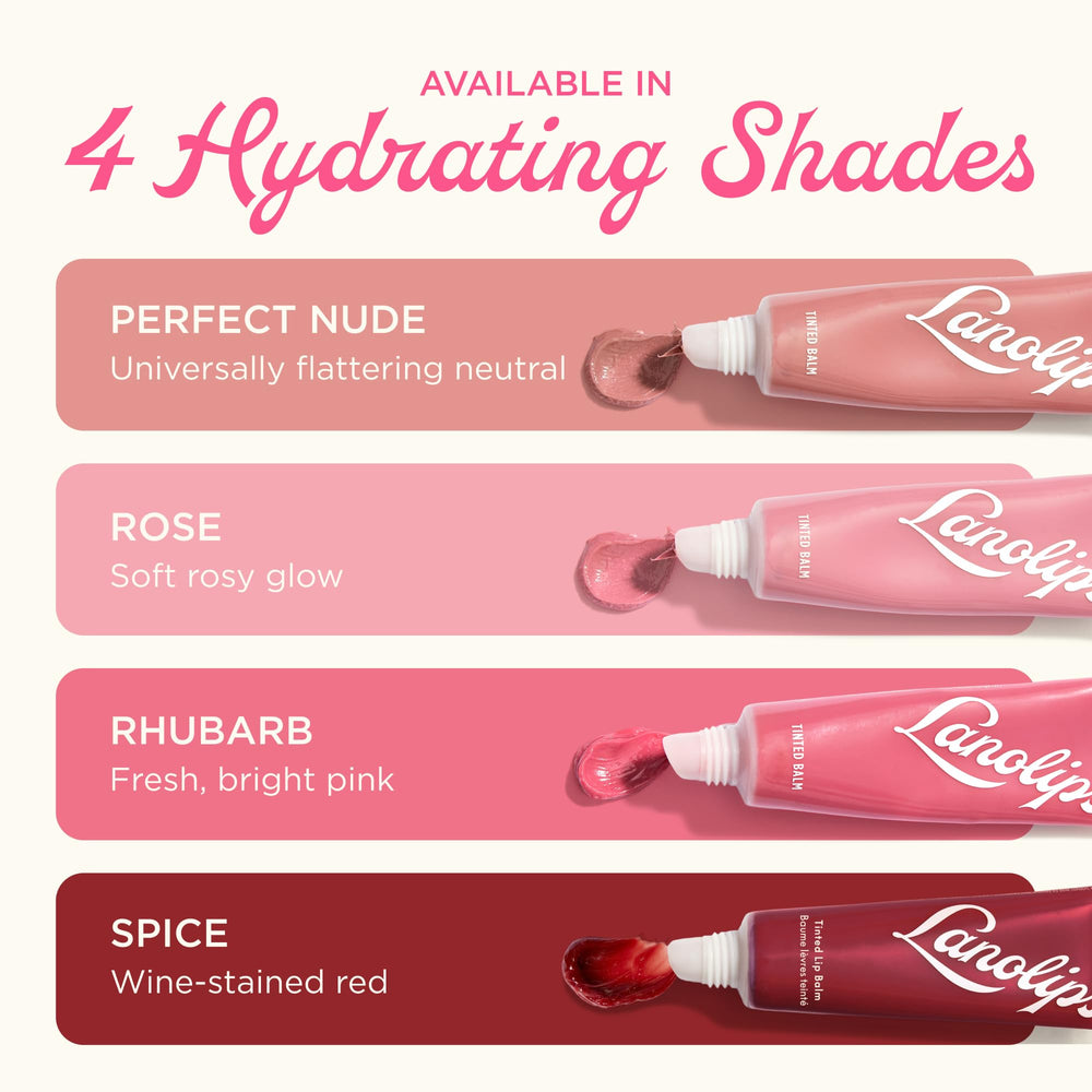 Lanolips Tinted Lip Balm before-and-after lips with a natural nude look.