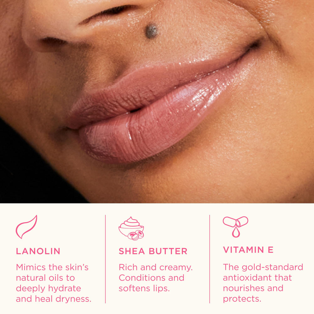 Lanolips Tinted Lip Balm creamy texture demonstrates rich, comfortable glide.