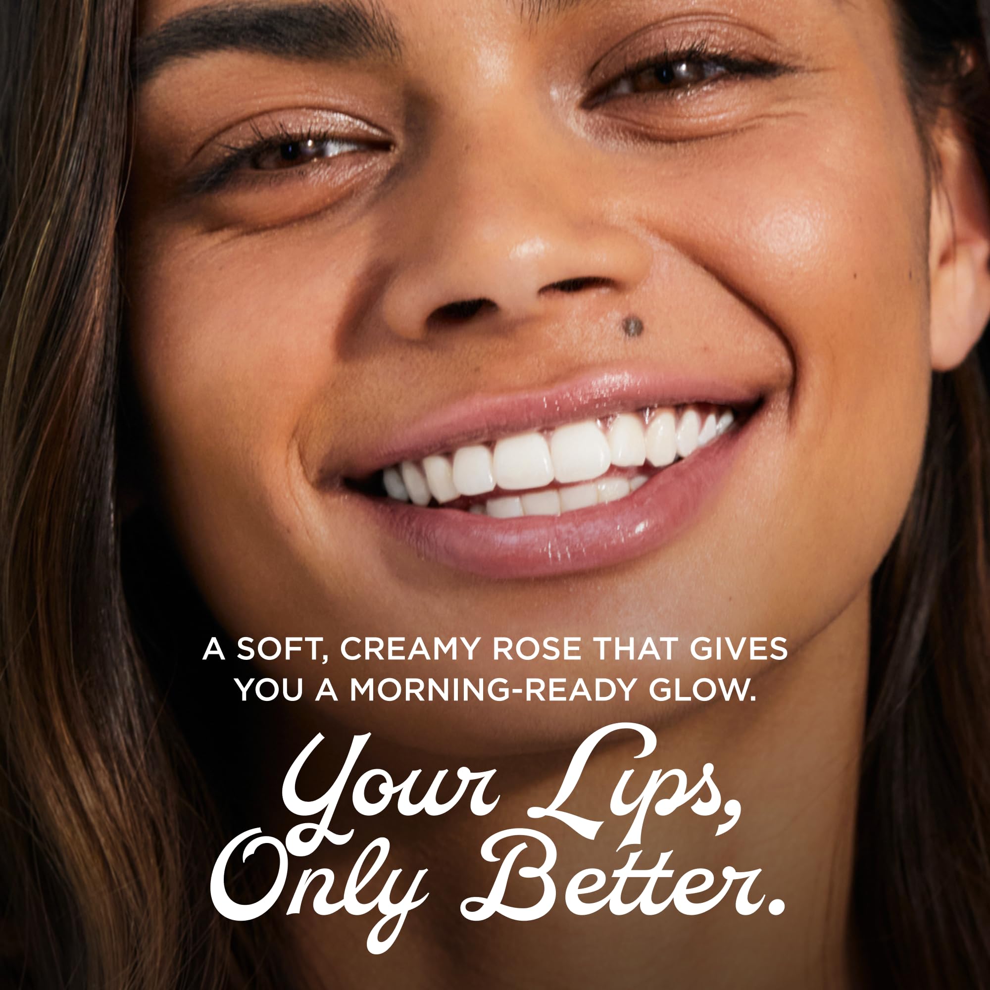 Lanolips tinted lip balm rose on lips shows rosy shade and hydration