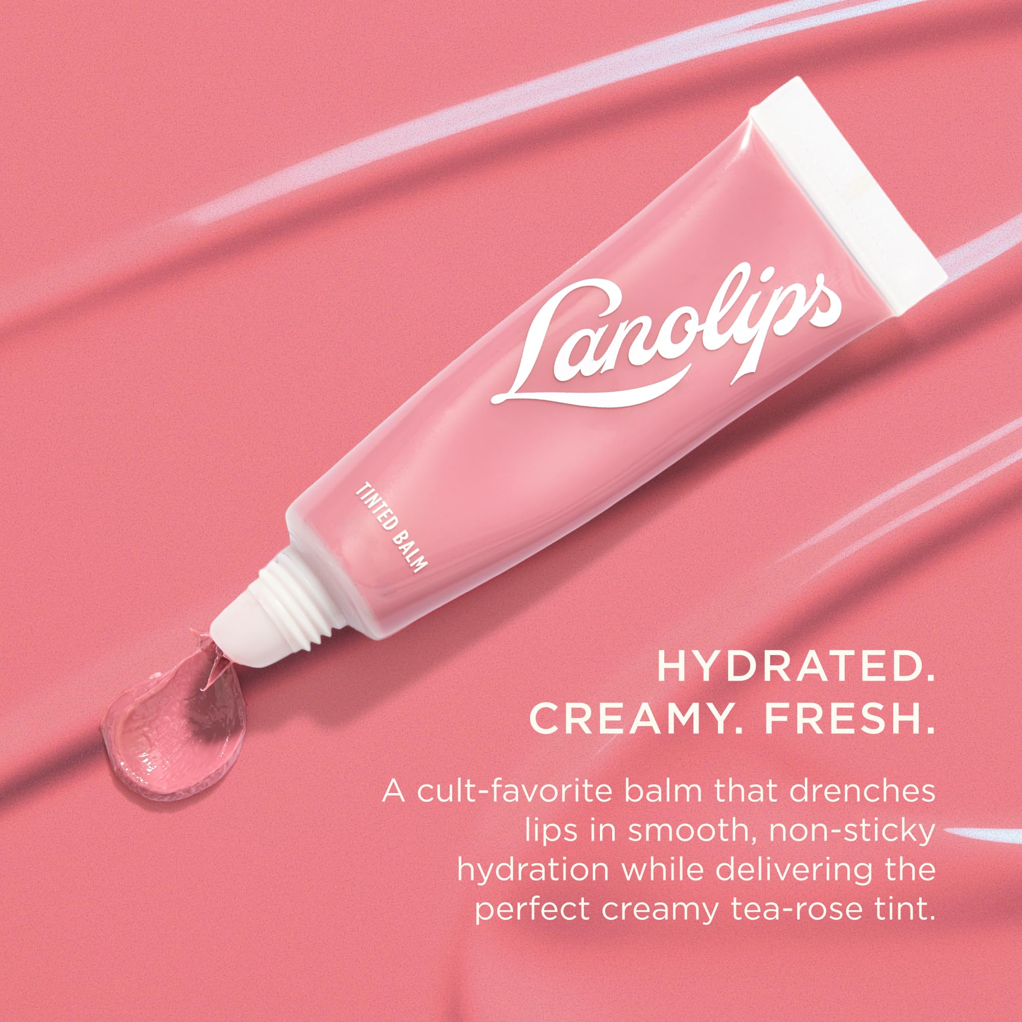 Lanolips tinted lip balm swatch demonstrates sheer color and moisture