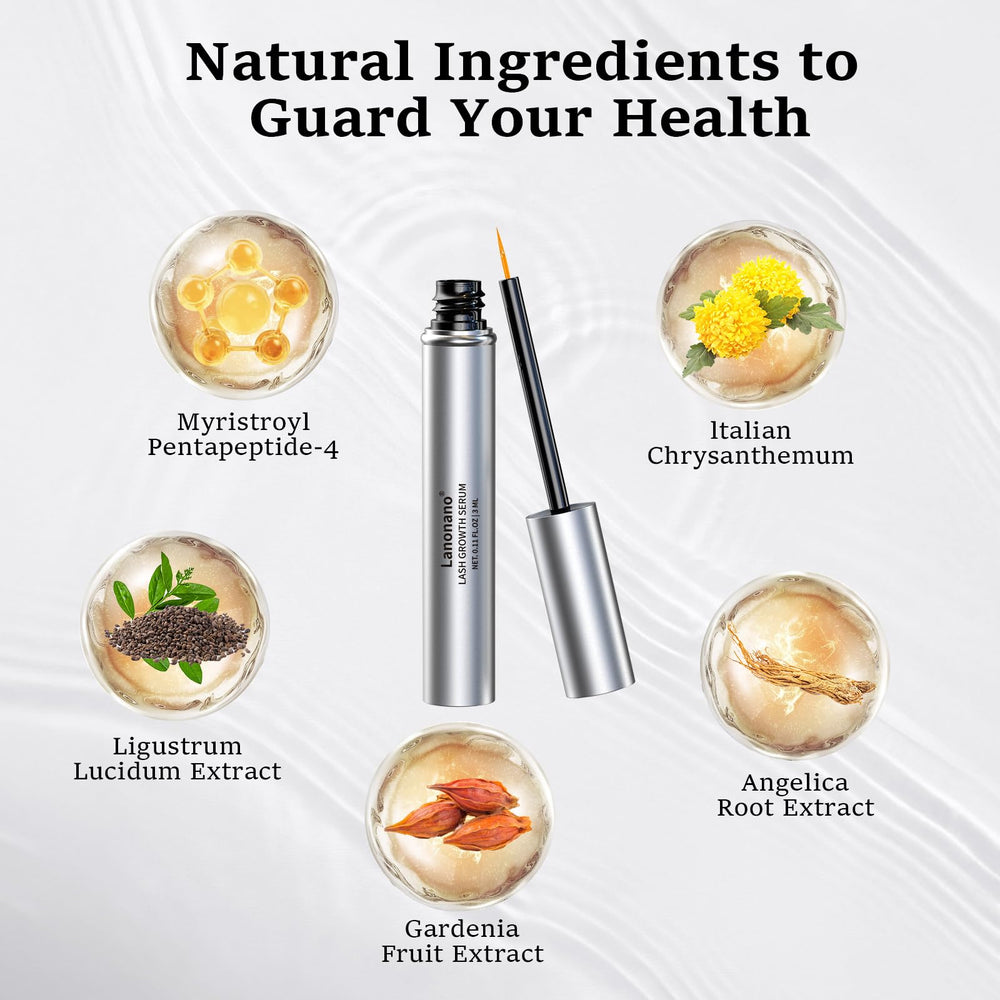Lanonano lash serum packaging highlighting vegan and cruelty-free branding