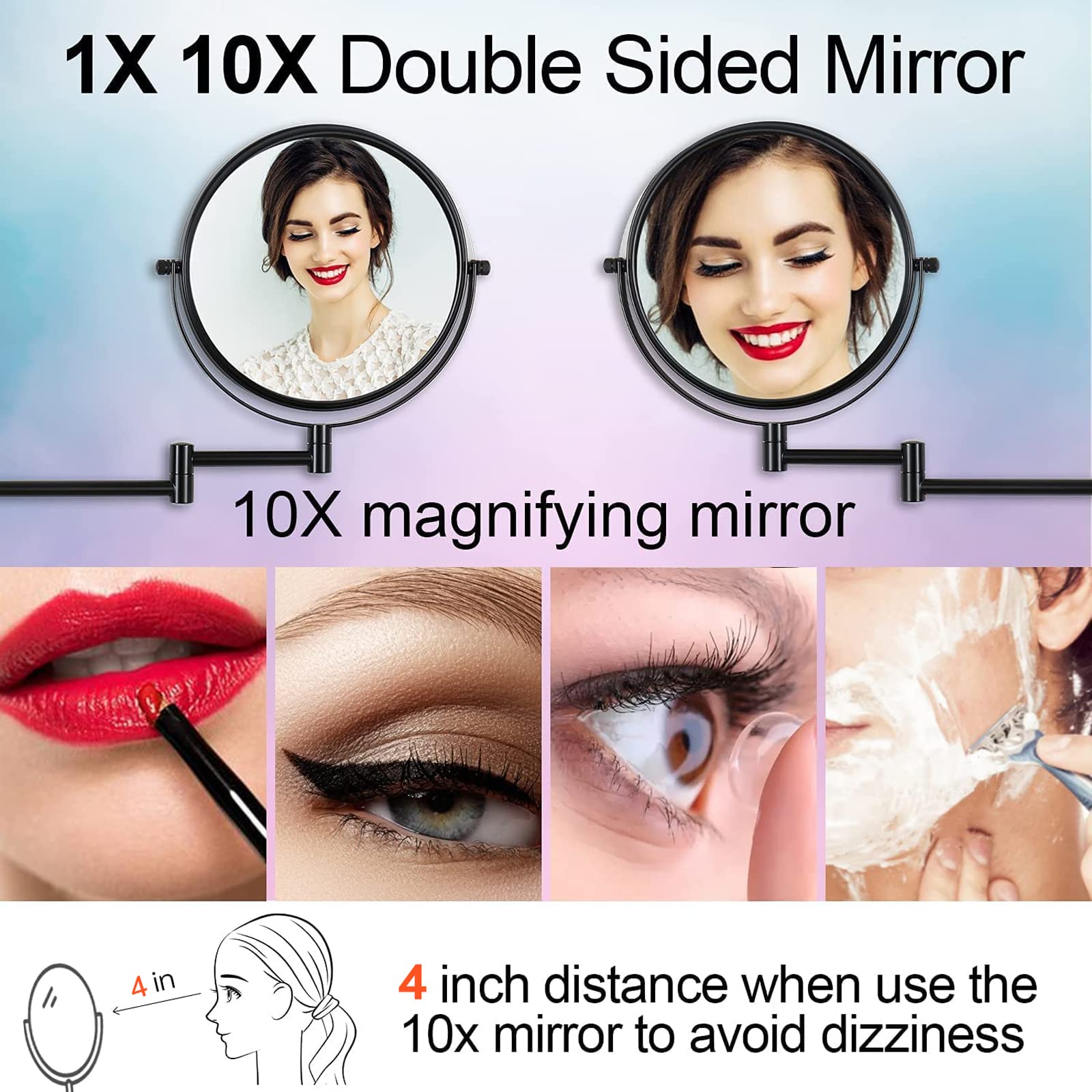 LANSI double-sided 8-inch vanity mirror for makeup precision and skincare routines