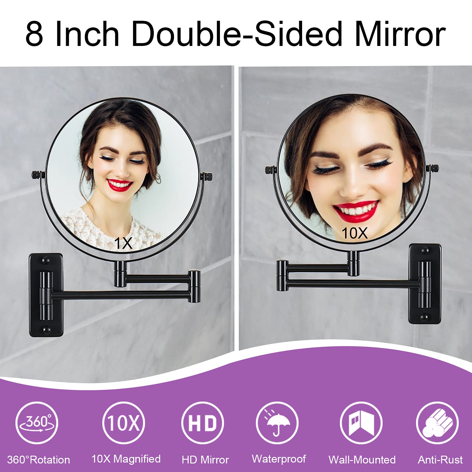 LANSI matte black anti-handprint finish on wall mirror for a clean look
