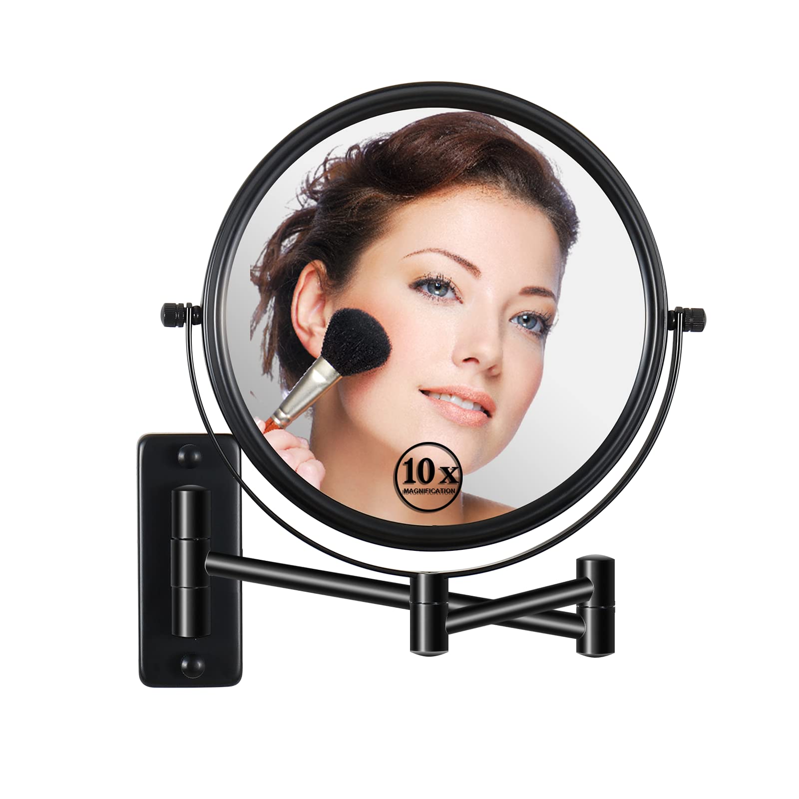 LANSI wall-mounted magnifying mirror with extendable arms for versatile makeup and grooming