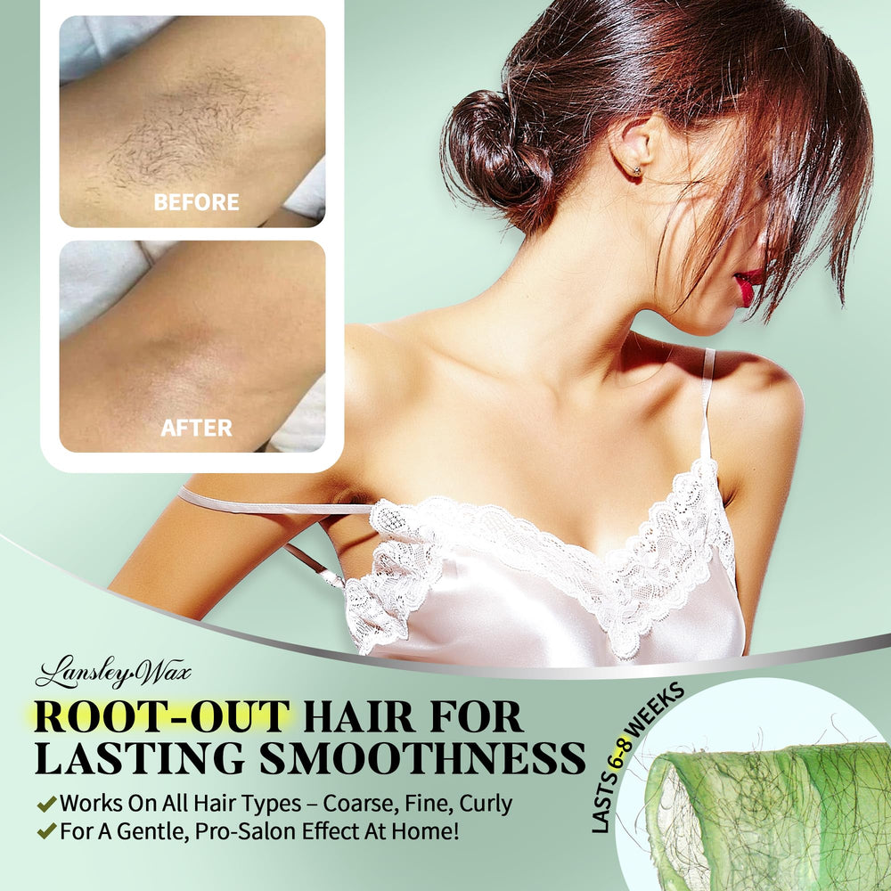 LANSLEYWAX Aloe hard wax beads close-up highlights aloe infusion for sensitive skin