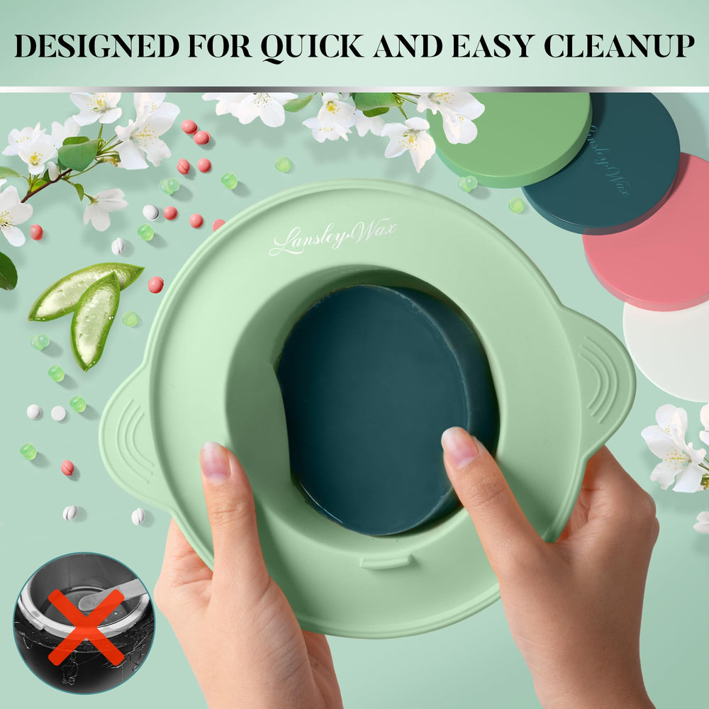 LANSLEYWAX silicone bowl nonstick close-up enabling easy wax cleanup