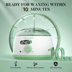LANSLEYWAX wax-warmer setup focusing on precise heat control for smooth results