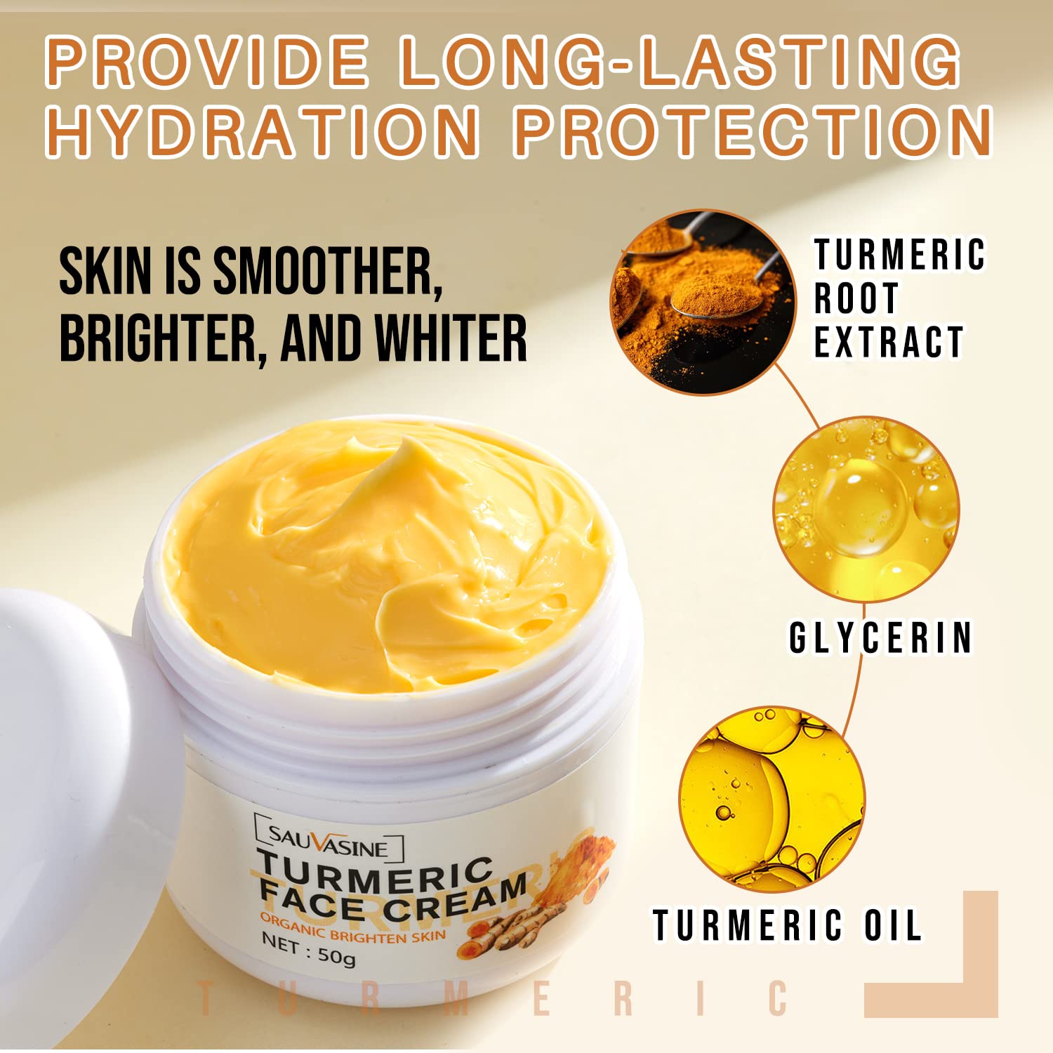 Lanthome turmeric face cream 50g tube close shot highlights travel-friendly moisture.