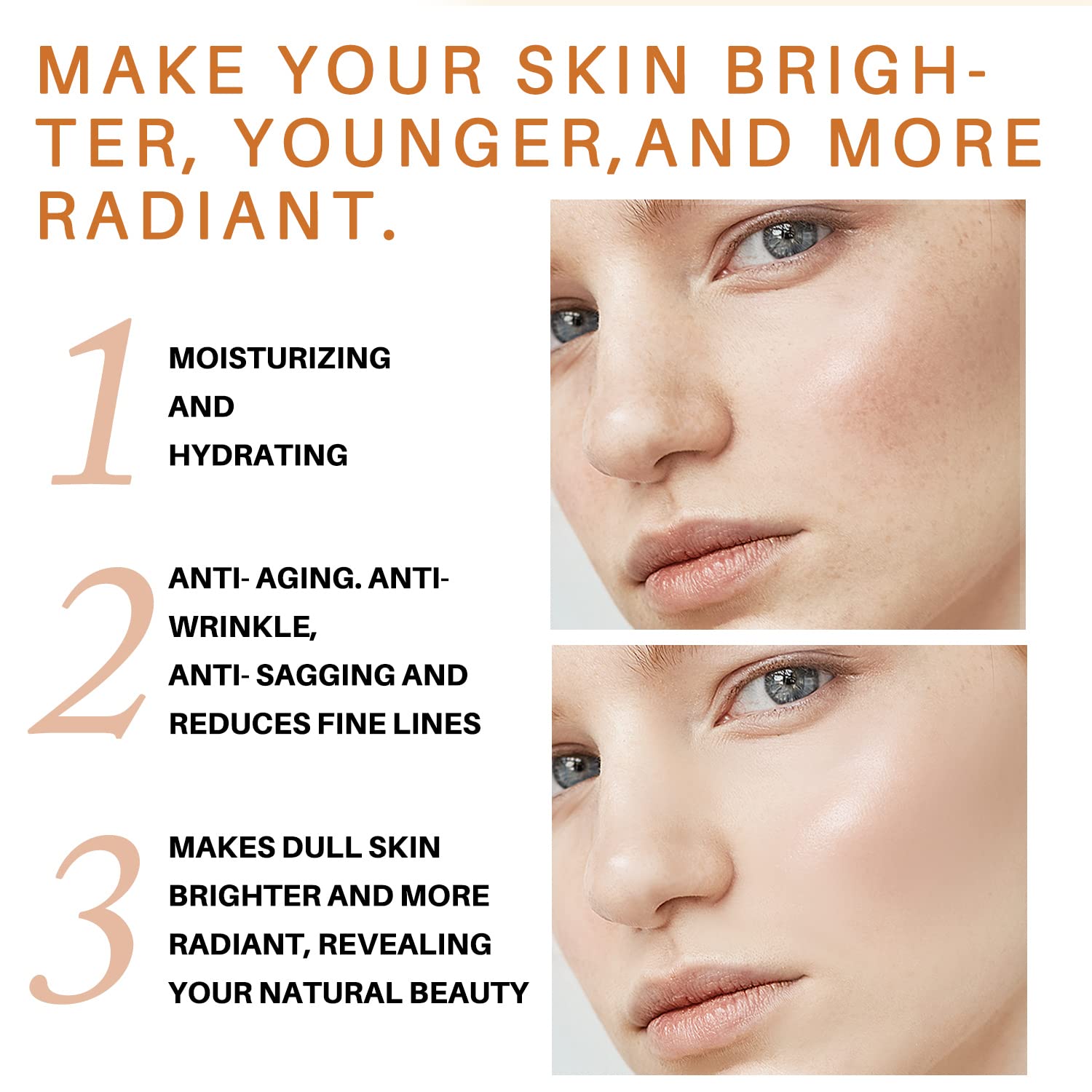 Lanthome turmeric face cream application on cheek demonstrates easy absorption and radiance.